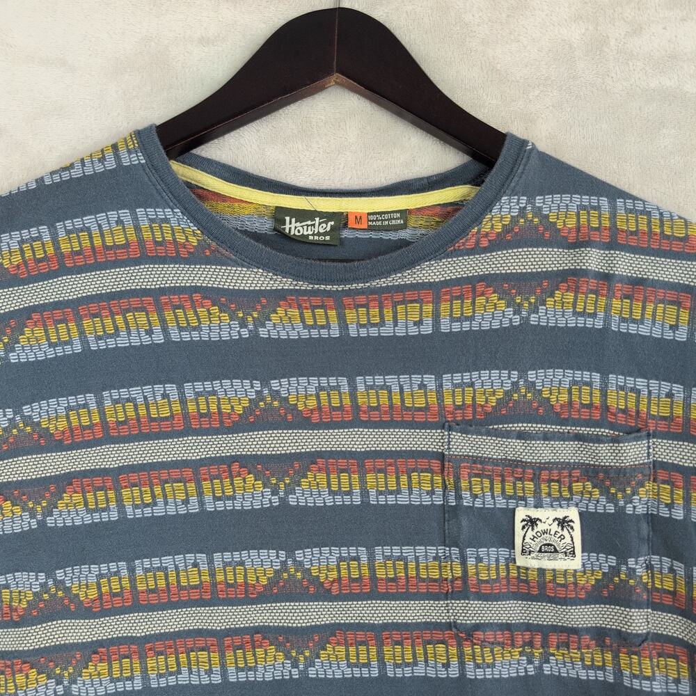 Howler Bros SS Jacquard Zicatela Stripe Print T-Shirt Men's M Coastal Campcore